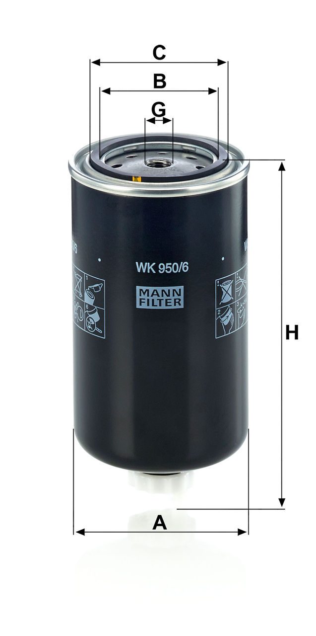 SASE MAZOT FILTRESI IVECO EUROTECH SASE 1907539   A-96mm B-63mm C-72mm G-M14x1.5
